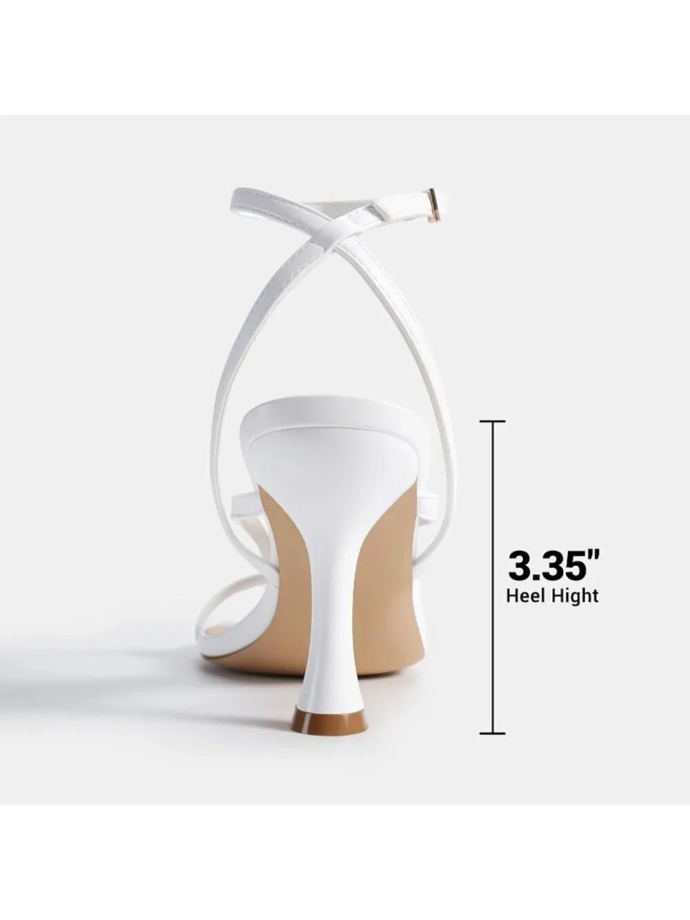 Women's White Faux Leather Square Open Toe Flip Flop Ankle Strap High Heels